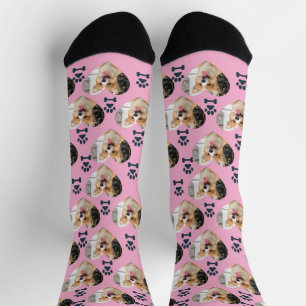 Benutzerdefinierte Haustier-Foto- und Pfotenabdruc Socken
