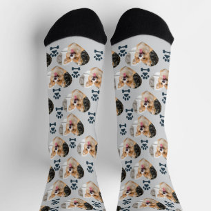 Benutzerdefinierte Haustier-Foto- und Pfotenabdruc Socken
