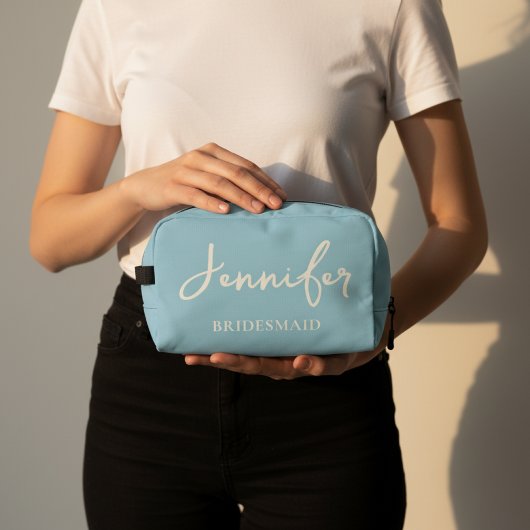 Benutzerdefinierte Hellblaue Brautjungfer Danke-Ta Waschbeutel