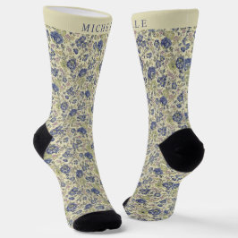 Benutzerdefinierte hellgelbe blühgrüne Blume Socken
