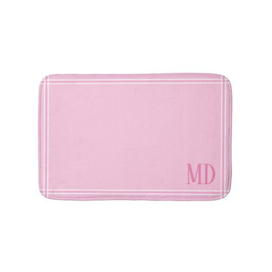 Benutzerdefinierte, hellrosa und weiß gestreifte I Badematte (Vorderseite)