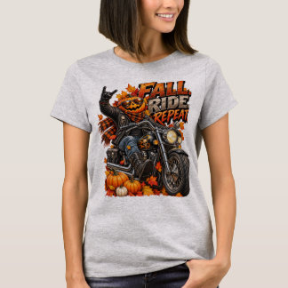 Benutzerdefinierte Herbst-Kürbis-Motorrad-Grafik T-Shirt