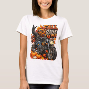 Benutzerdefinierte Herbst-Kürbis-Motorrad-Grafik T-Shirt