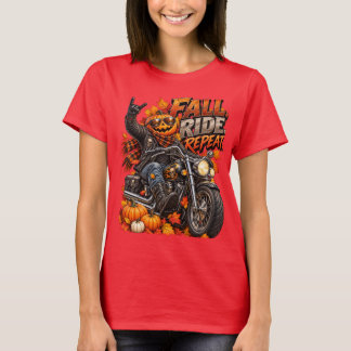 Benutzerdefinierte Herbst-Kürbis-Motorrad-Grafik T-Shirt