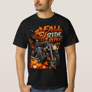 Benutzerdefinierte Herbst-Kürbis-Motorrad-Grafik T-Shirt