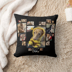 Benutzerdefinierte Herz-Mehrfach-Foto-Collage Hund Kissen