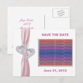 Benutzerdefinierte Herzen rosa Schleife Save the D Ankündigungspostkarte (Vorne/Hinten)