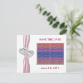 Benutzerdefinierte Herzen rosa Schleife Save the D Ankündigungspostkarte (Stehend Vorderseite)