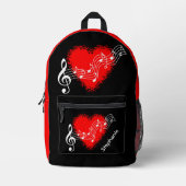 Benutzerdefinierte Herzen und Musiknoten Bedruckter Rucksack (Vorderseite)