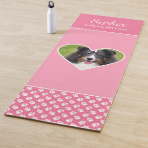 Benutzerdefinierte Herzform Haustierfoto auf Rosa  Yogamatte