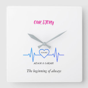 Benutzerdefinierte Herzschlag-Wanduhr - Personalis Quadratische Wanduhr