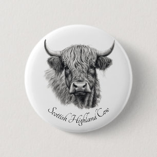 Benutzerdefinierte Highland-Cow-Skizzen-Kunst-Pin- Button