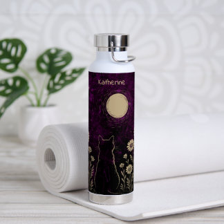 Benutzerdefinierte himmlische Katze Blumen Purpur Trinkflasche
