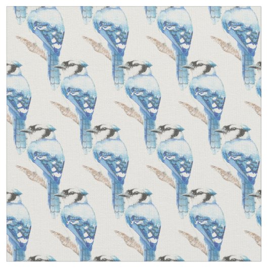 Benutzerdefinierte Hintergrundfarbe Blau Jay Bird  Stoff (Nahaufnahme)