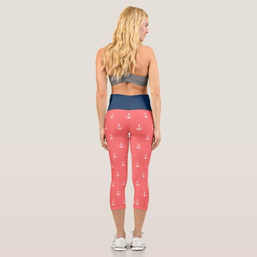 Benutzerdefinierte Hintergrundfarben Nautischer We Capri Leggings (Rückseite)