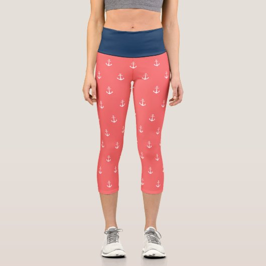Benutzerdefinierte Hintergrundfarben Nautischer We Capri Leggings (Vorderseite)