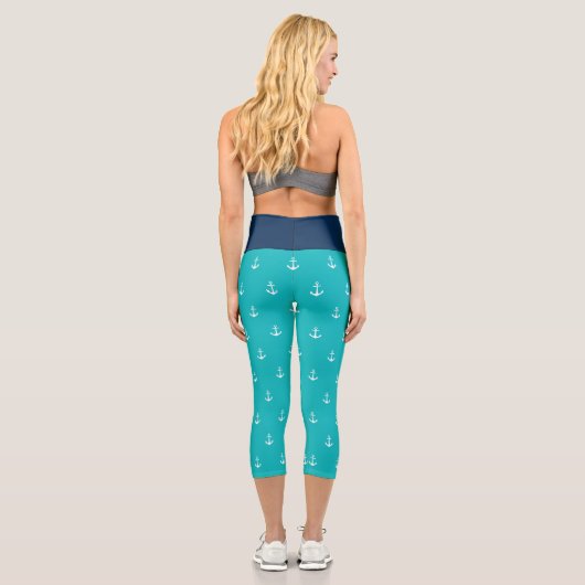Benutzerdefinierte Hintergrundfarben Nautischer We Capri Leggings (Rückseite)