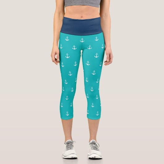 Benutzerdefinierte Hintergrundfarben Nautischer We Capri Leggings (Vorderseite)