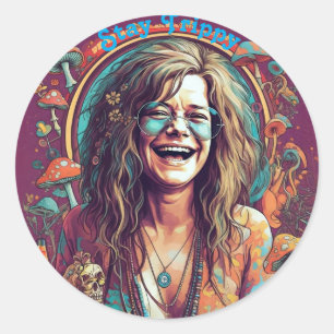 Benutzerdefinierte Hippie Boho Bleib Trippy Vibes Runder Aufkleber