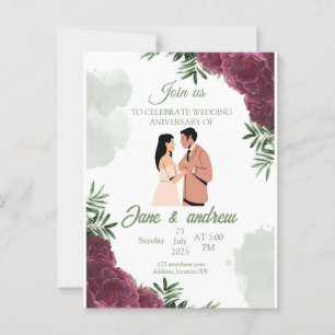 Benutzerdefinierte Hochzeit-Jubiläums-Einladung Postkarte