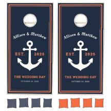 Benutzerdefinierte Hochzeit Navy Orange Anker Mono