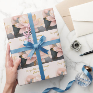 Benutzerdefinierte Hochzeit Rosa Lotus Herzlichen  Geschenkpapier