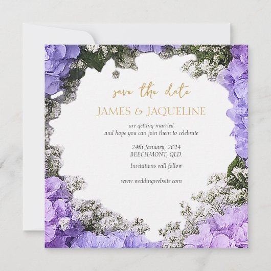 Benutzerdefinierte Hochzeit Save the Date Lavendel (Vorderseite)