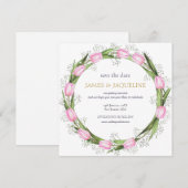 Benutzerdefinierte Hochzeit Save the Date Pink Tul (Vorne/Hinten)