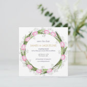 Benutzerdefinierte Hochzeit Save the Date Pink Tul (Stehend Vorderseite)