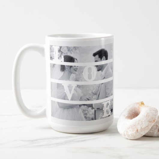 Benutzerdefinierte Hochzeitsfoto "LIEBE" Kaffeetasse (Mit Donut)