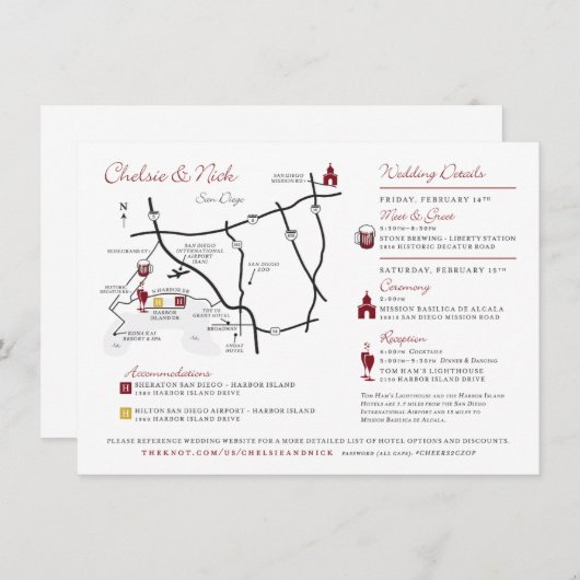 Benutzerdefinierte Hochzeitskarten für Sie Begleitkarte (Vorne/Hinten)