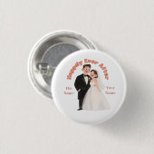 Benutzerdefinierte Hochzeitspaar-Illustration Glüc Button (Vorne & Hinten)