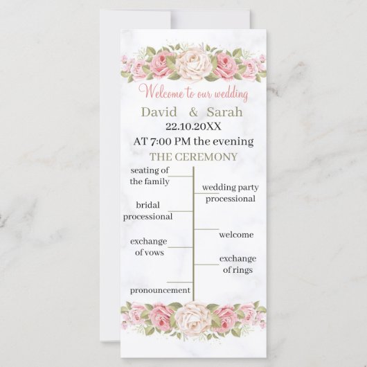 Benutzerdefinierte Hochzeitsprogrammkarte für eleg (Vorderseite)