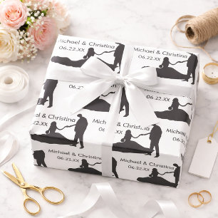Benutzerdefinierte Hochzeitssilhouette Namen Gesch Geschenkpapier