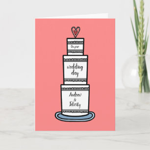 Benutzerdefinierte Hochzeitstorte-Illustration Hoc Karte