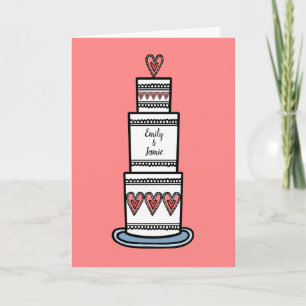 Benutzerdefinierte Hochzeitstorte-Illustration Hoc Karte