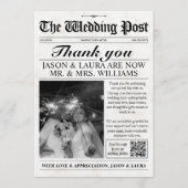 Benutzerdefinierte Hochzeitszeitung Dankeskarte (Vorderseite)