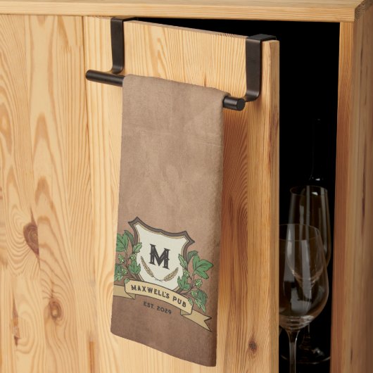 Benutzerdefinierte Hopfengersten-Monogramm verwitt Geschirrtuch (Drittel gefaltet)
