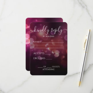 Benutzerdefinierte hübsche dunkle rosa Glitter Bok RSVP Karte