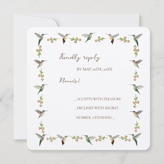 Benutzerdefinierte Hummingbird-RSVP-Karte (Vorderseite)