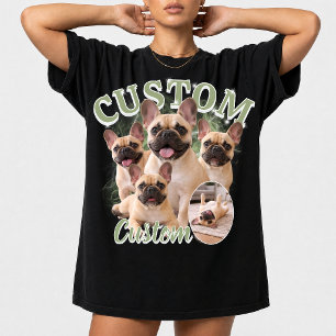 Benutzerdefinierte Hund-Bootleg-Fotocollage, Vinta T-Shirt
