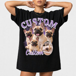 Benutzerdefinierte Hunde-Bootleg-Fotocollage, Vint T-Shirt