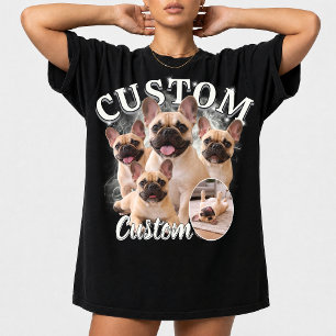 Benutzerdefinierte Hunde-Bootleg-Fotocollage, Vint T-Shirt