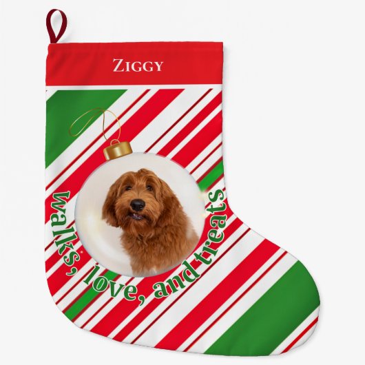 Benutzerdefinierte Hunde Foto Walks, Liebe Leckere Großer Weihnachtsstrumpf (Vorderseite)