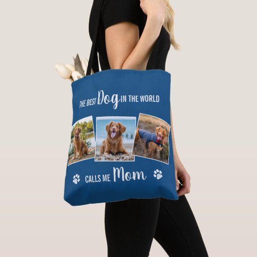 Benutzerdefinierte Hunde Mama Blue Foto Collage Tasche (Von Nahem)
