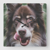 Benutzerdefinierte Hundeuhr, Personalisierte Pet-U Quadratische Wanduhr (Vorderseite)