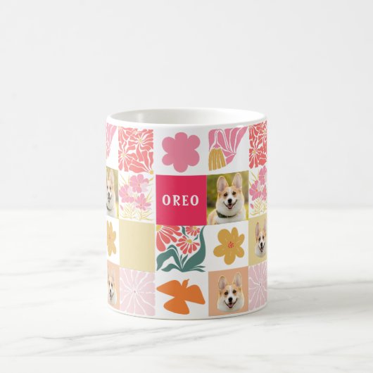 Benutzerdefinierte Hundewand Blumenrosa Tasse (Mittel)