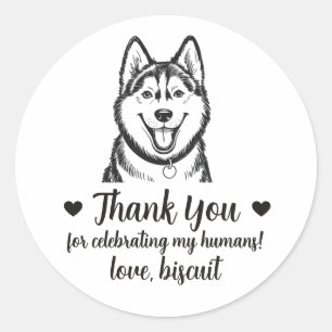 Benutzerdefinierte Husky-Hunde-Hochzeitsgeschenk-A Runder Aufkleber
