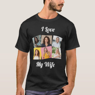 Benutzerdefinierte "Ich liebe meine Frau" Fotocoll T-Shirt