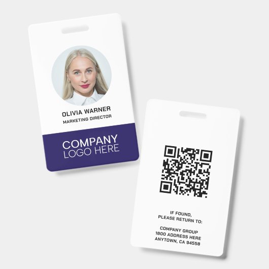Benutzerdefinierte ID Mitarbeiterfoto QR CODE LOGO Ausweis (Vorder- & Rückseite)